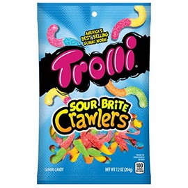 Trolli Sour Brite Crawlers Gummy Candy, 7.2 Ounce Bag, Pack of 12