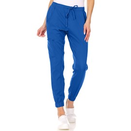 MediChic Womens Scrub Joggers 4-Way Stretch Anti-Wrinkle Moisture-Wicking Elastic Waistband Four Pocket Jogger Pants, Royal, S