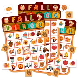 BIZIBAFF Fall Bingo Game Cards for Kids Adults - 24 Players Fall Festival Party Game - Autumn Bingo Cards for Family School Classroom Thanksgiving Activities Party Favors Supplies
