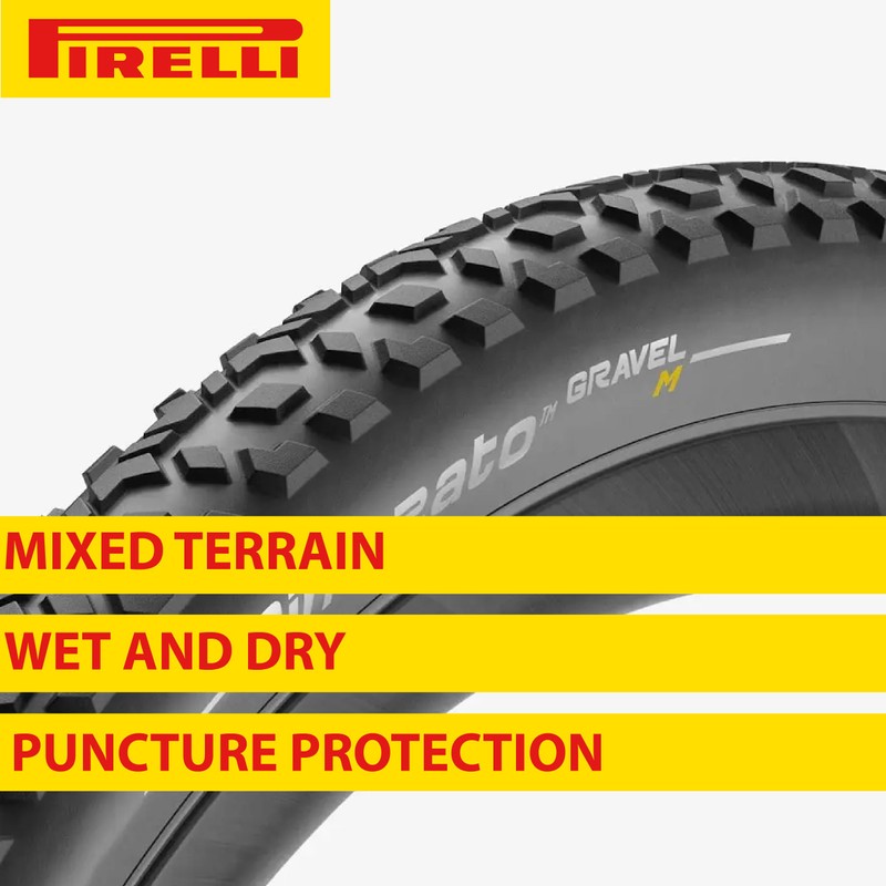 Pirelli, Cinturato Gravel M, Gravel Tire, 700x45C, Folding, Tubeless Ready,