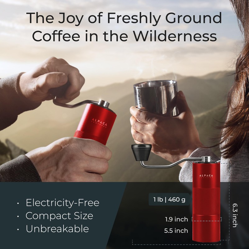 Manual Coffee Grinder by Alpaca Ventures - Stainless Steel Conical