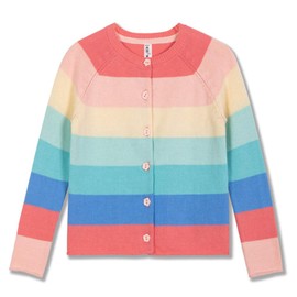 Kid Nation Girls Rainbow Cardigan Colorful Striped Sweater Toddler Outfits Crew Neck Long Sleeves Knit Tops 11-12 Years Macaron