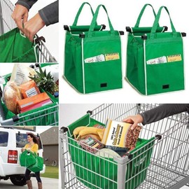 BrilliantJo Set of 2 Reusable Shallow Supermarket Grocery Shopping Trolley Bags