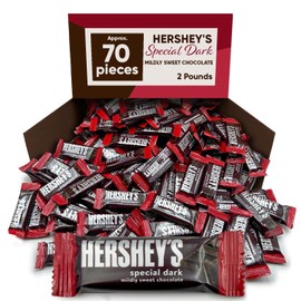 Hershys Special Dark Mildly Sweet Chocolate - Bulk Candy 2 Pounds Approx 70 Dark Chocolate Bar Valentine's Day Dark Chocolate - Holiday Candy Individually Wrapped Snacks Sizes - Valentine's Day Chocolate Ideal For Gift Baskets Box of Chocolates