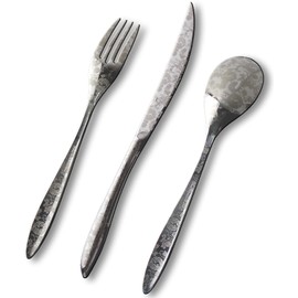 Nagao IKI Dinner Cutlery Set, Phoenix 3 Pieces, 18-8 Stainless Steel, Wooden Box, Made in Japan