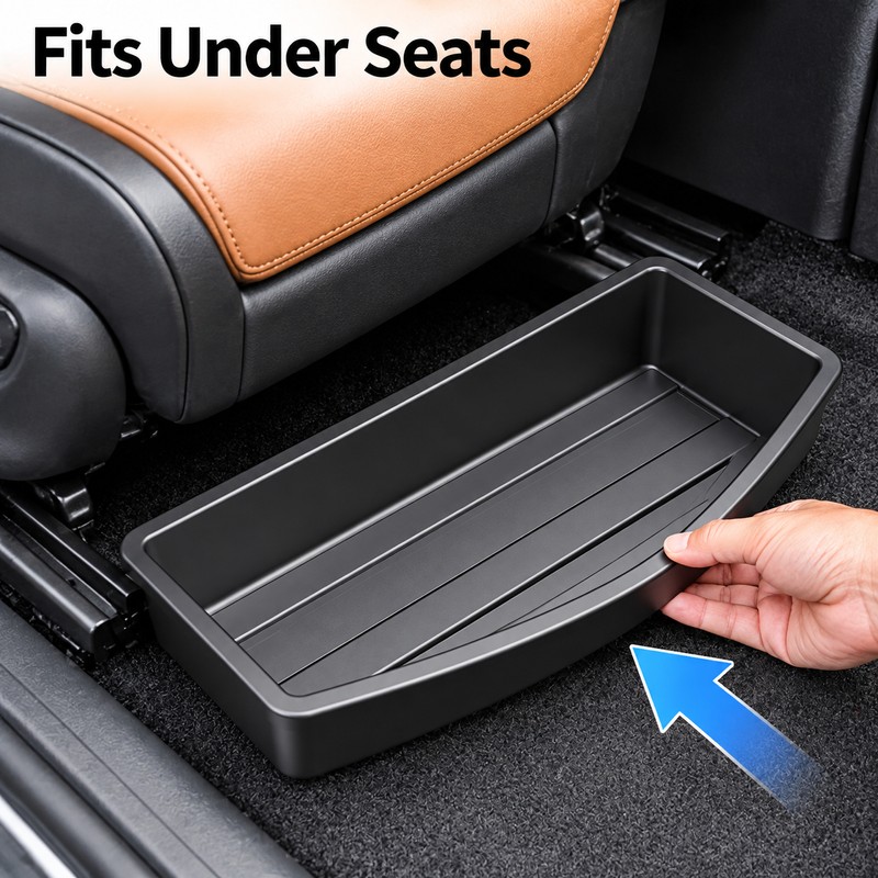 Under Seat Car Storage Box Organizer – Removable Tray Container