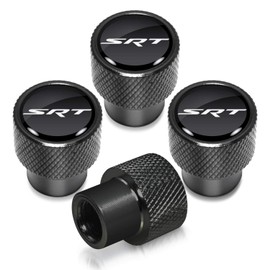 iPick Image for SRT Logo in Black on Black Aluminum Tire Valve Stem Caps for Dodge Jeep