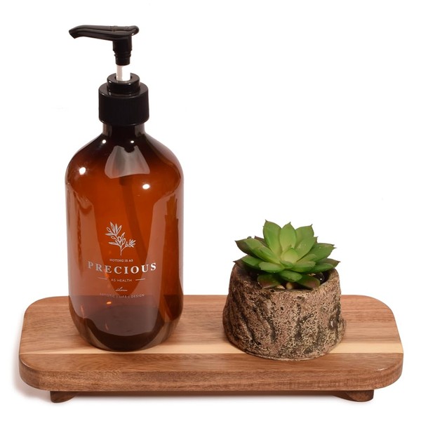RiLiKar Small Wood Pedestal Soap Stand Decorative Soap Dispenser Tray