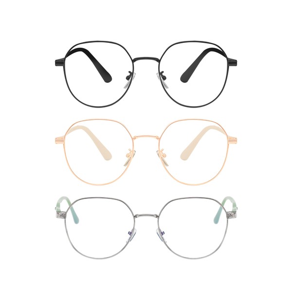 PEYEOISD 3PCS Fashion Round Reading Glasses 3.5 for Men&Women, Super