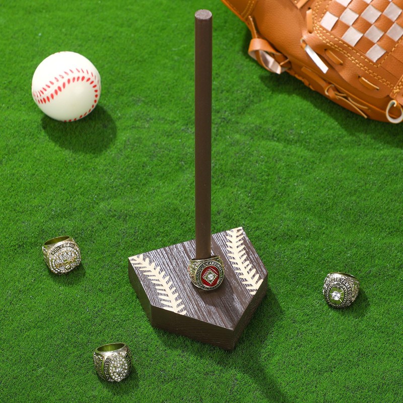 Beeveer 2 Sets Baseball Wooden Ring Holder 10 Inches Softball