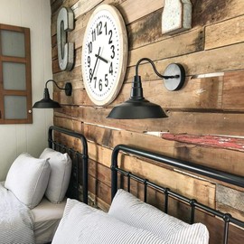 LNC Wall Sconce, 2 Packs Farmhouse Gooseneck Barn Light Fixture for Bedroom, Bathroom, Kitchen, Pathway (Matte Black Finish)