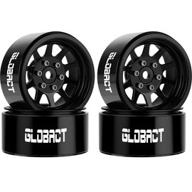 GLOBACT 1.9 Beadlock Wheels Rims 1/10 RC Crawler Wheels for TRX4 TRX6 Axial SCX10 I II III Pro Redcat 1/10 RC Crawler Upgrade Accessories (4Pcs Black)