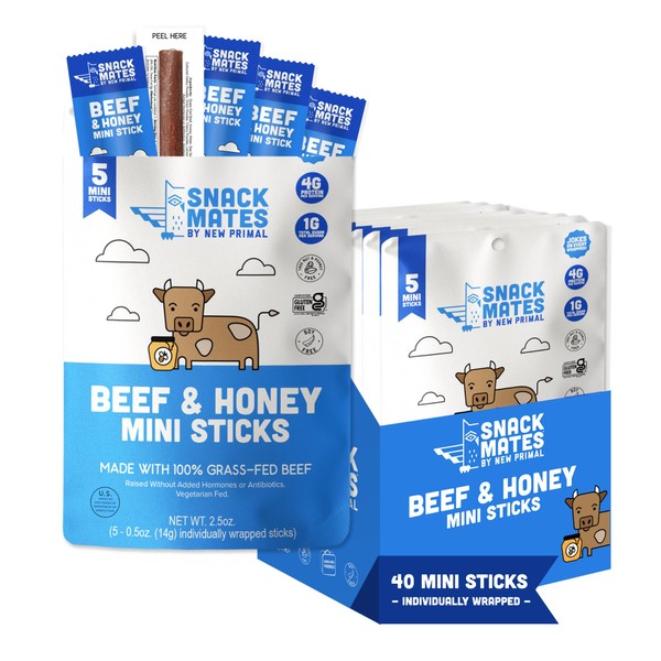 New Primal Snack Mates Beef & Honey Sticks, Healthy Snacks