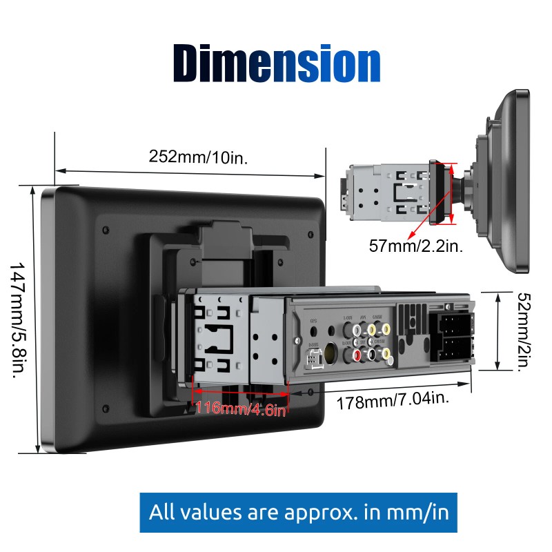 ESSGOO Wireless Apple CarPlay 9" Single 1 DIN Car Stereo