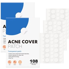 Parches Hidrocoloides para Acné (108 uds) - Ultra Finos e Invisibles, Absorben Impurezas y Sebo, Resistentes al Agua, Uso Diario y Nocturno, Tratamiento para Espinillas y Puntos Negros