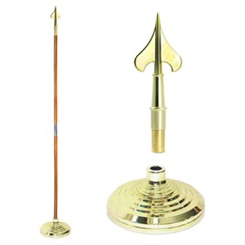 Super Tough Indoor Flag Pole kit 8ft - Army Spear - Gold Texture Base - Aluminum Flagpole with Brass Finish - Heavy Duty Inside House Flagstaff - Interior Shaft and Stand - No Ensign Included