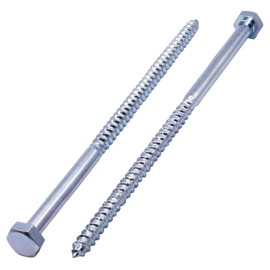SKIR'CO (6 pcs) DIN 571 Zinc Plated Steel Hexagon Head Wood Screws M10 x 260 mm, Coach Screws, Hex Screw, Lag Bolts
