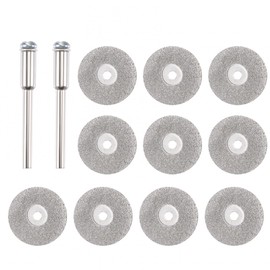 sourcing map 10 Pcs 22mm Diamond Coated Cutting Wheels with 2 Pcs 3mm Mandrels for Rotary Tool