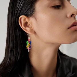 Leeniuniu Colorful Oil Drip Fish Earrings Unique Lightweight Fish Dangle Earrings for Women Statement Jewelry (Colour)
