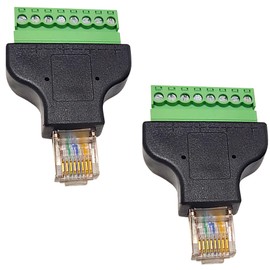 Tunghey 2Pack RJ45 Screw Terminal Adapter, RJ45 Breakout Board / 8p8c Male to 8 Pin AV Terminal Screw Adapter Converter Block Plug for CCTV, Cat5, Cat6