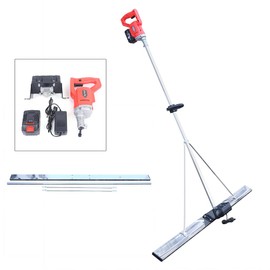 Screed Cement Finishing Vibrating Motor with 59 Inch Stainless Steel Board Straight Edge Finisher Set, Battery Powered