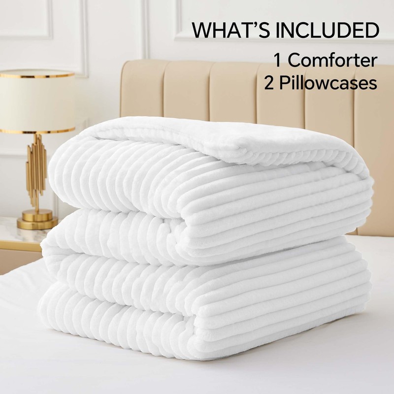 BEDELITE Fleece California King Comforter Set -Super Soft & Warm