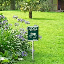 Soliyoahee Private Property Please Do Not Pick The Fruit Yard Sign with Stake 8x12inch Rustproof Aluminum Yard Sign with Stake Outdoor Yard Decorations Yard Supplies for Home Garden Lawn