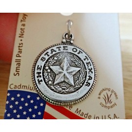 Wholesale Charms Sterling Silver 18mm Says State of Texas on Seal with Star Charm
