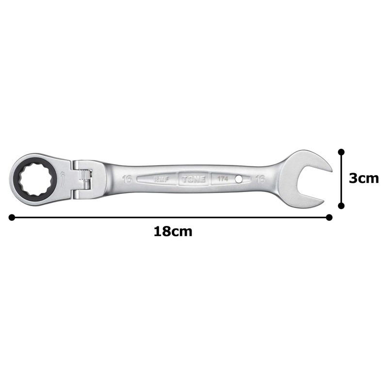 TONE Oscillating Ratchet Glasses Wrench HPRMF-16 Double Side Width 0.6