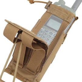 Tactical Radio Holster Duty Belt Walkie Talkie Pouch Mode of Eversion MOLLE Radio Pouch for Vest,Compatible PRC 152 148 Mainstream Military intercom Models (Tan)