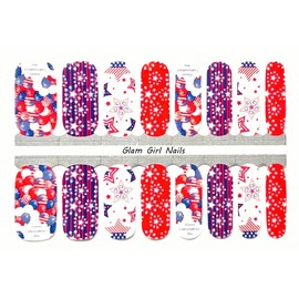Glam Girl Nails 4th of July Parade Nail polish strips / Nail Wraps / Nail Stickers