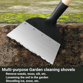 Multifunctional Garden Shovel, Manganese Steel Cleaning Shovel for Weeds and Moss, Outdoor Garden Cleaning Shovel, Weed Cutter, Planting Spade, Spade for Agriculture (23 cm)