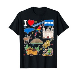 Honduran hand drawn symbols, Honduras map, cultural icons T-Shirt