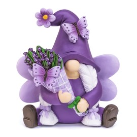 KnomeKo Spring Decor Lavender Gnomes, Fairy Garden Gnomes Resin Figurines Purple Home Decor Indoor Outdoor Spring Decorations, Lavender Gifts for Women