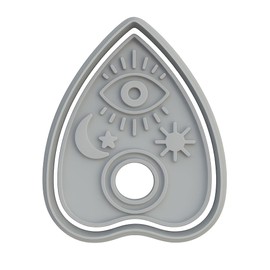 Mighty Gadget Planchette with Evil Eye Cookie Cutter & Stamp - 4x2.5" Mysterious Design for Occult Baking (Random Color)