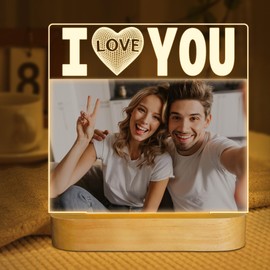 I Love You Picture Frame, FULLOSUN Light up Acrylic Photo Frame with LED Night Light, Best Desktop Home Decor Gift for Lover Couple Wife Girl Friend Anniversary Valentine's Day Wedding (4x6'' Photo)