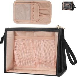 Small Makeup Bag Clear Cosmetic Bag Portable Travel Makeup Organiser Storage Compact TSA Approved Waterproof Make Up Bag with Toiletries for Women