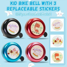 Children's Bicycle Bell, Small Bell for Children, Girls, Boys, Adults, Loud Child Bicycle Bell, MTB Bell with 3 Stickers, for Children's Bicycle, Balance Bike, Scooter, Tricycle, Mountain Bike, Blue