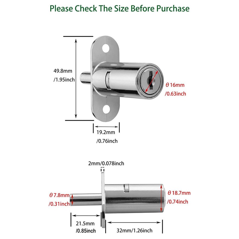 Push Plunger Lock XIEHE 105 Sliding Cabinet Door Lock with