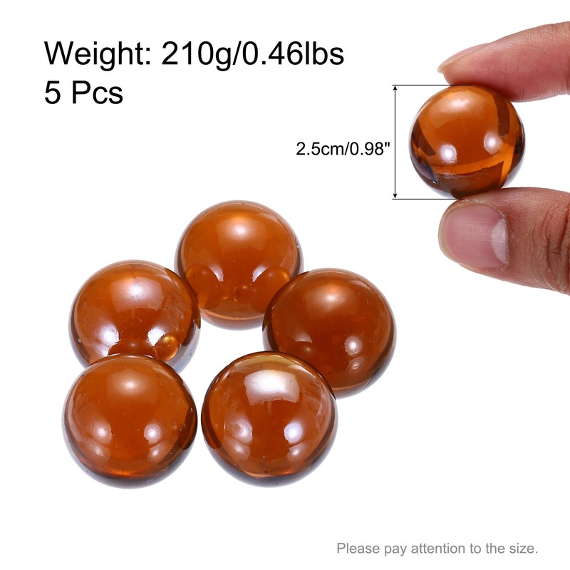 sourcing map Acrylic Beads,5pcs Round Acrylic Gemstone Brown 0.23lbs (0.98")