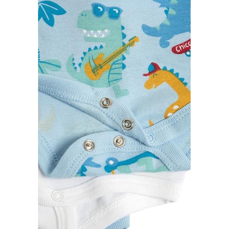Chicco Baby Unisex Sleeveless Cotton Bodysuits Set, white/light blue, 12