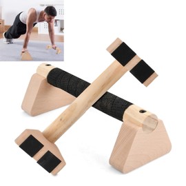 2 x push-up handles, 25 cm wooden handstand handles with non-slip rubber buffer, parallettes calisthenics handles, calisthenics equipment for handstand, push-ups, thicker, load capacity 300 kg