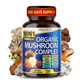 Vegatot Mushroom Complex 150 Count 10 in 1 Dietary Supplement for Wellness