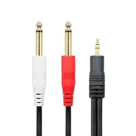 Baolongking 3.5mm to 6.35mm Stereo Cable, Mini Jack TRS Stereo to Dual 6.35mm TS Mono Y-Splitter Audio Cable Aux to Jack Breakout Cord Lead (7.5M)