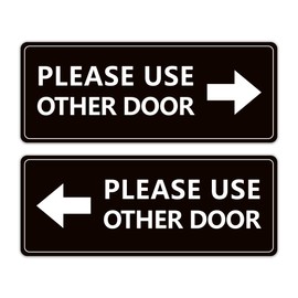 2Pack Use Other Door Sign，Self-Adhesive Weatherproof Vinyl Please Use Other Door Sticker, Left Right Arrow Entrance Sticker Sign for Home,Office, Business, School, Store, Restaurant