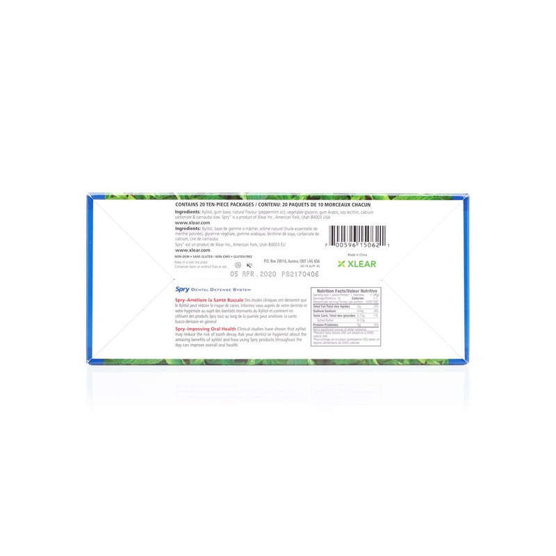 Spry Fresh Natural Xylitol Chewing Gum Dental Defense System -