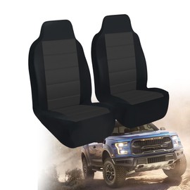 runfider 2PCS Customized fit for Ford F150 Seat Cover 2015 2016 2017 2018 2019 2020 2021 2022 2023 Fabric Soft Comfortable to Anti-Scratch Anti-hooking 60/40 Split Bench seat Covers Black