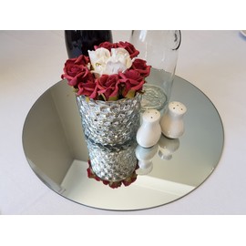 Pamela Leigh 16” Round Mirror Trays, Circle Mirror Candle Plates for Table Centerpiece Wedding Decorations Baby Shower Party Mirror Tiles Christmas Decorations, Set of 4, 2mm