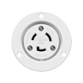 ENERLITES NEMA L6-30 Flanged Outlet, Locking Plug Charger Receptacle, 30 Amp, 250 Volt, 2 Pole, 3 Wire Grounding, Industrial Grade, 66464-W, White