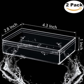 LOVPLAY Acrylic Box for Candy 2 Packs Clear Acrylic Display Boxes Rectangle Candy Box with Lid 2 Pieces Plastic Jewelry Storage Box Wedding Birthday Party Favor Gift Boxes